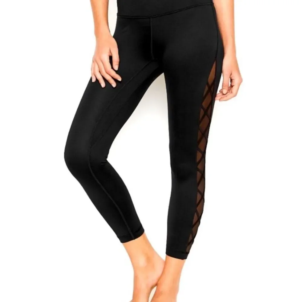 Victoria's Secret Incredible Essential Lace Up Legging Black Floral - Picture 10 of 11